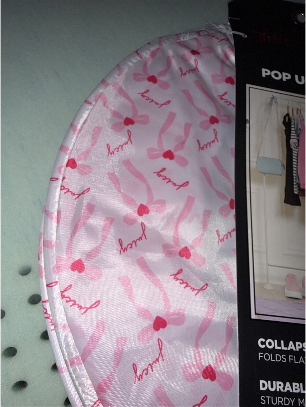 JUICY COUTURE POP UP HAMPER JUICY COUTURE Pink Hearts And Bows Laundry - Picture 2 of 6